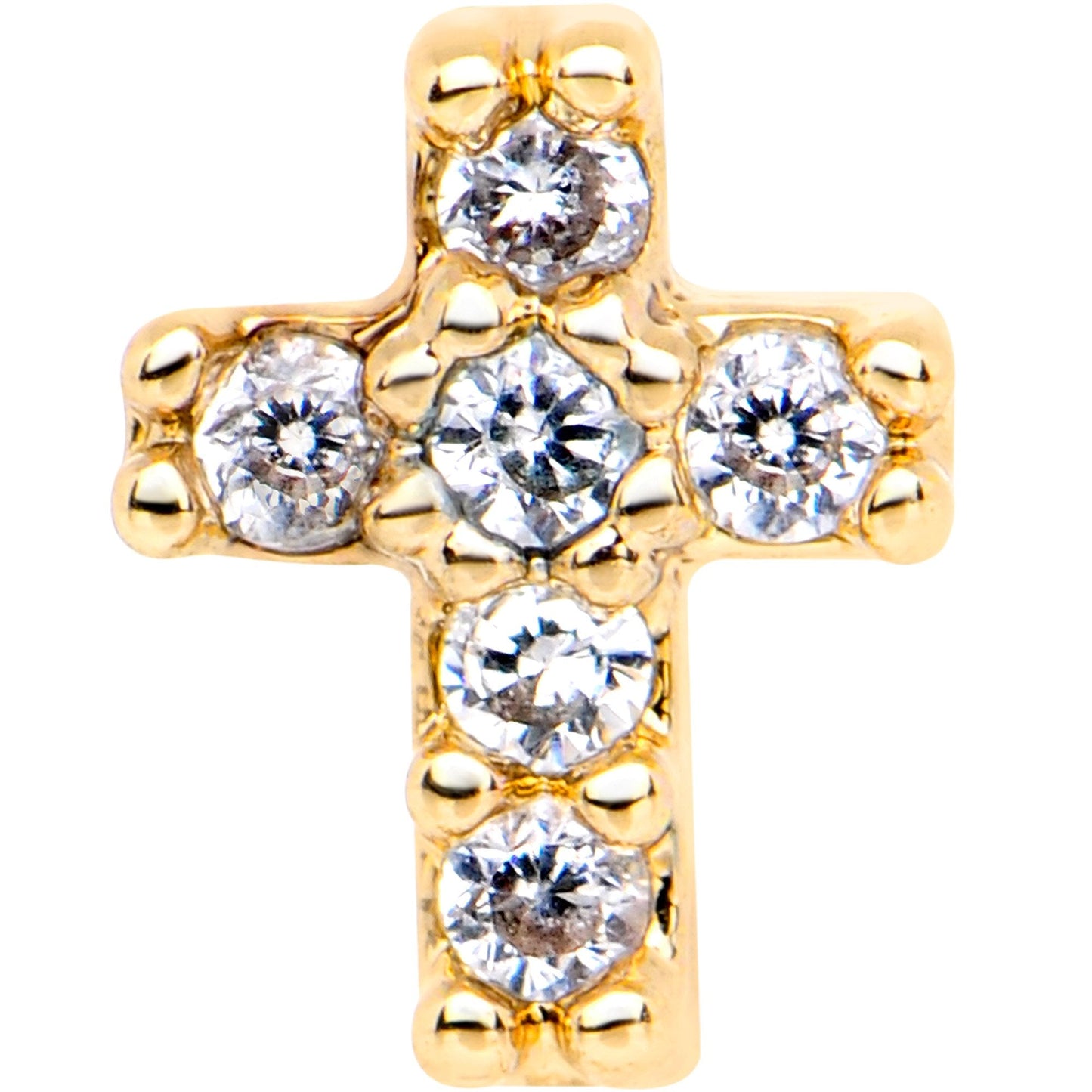 1/4 Clear CZ Internally Threaded Gold Tone Cross Labret Monroe