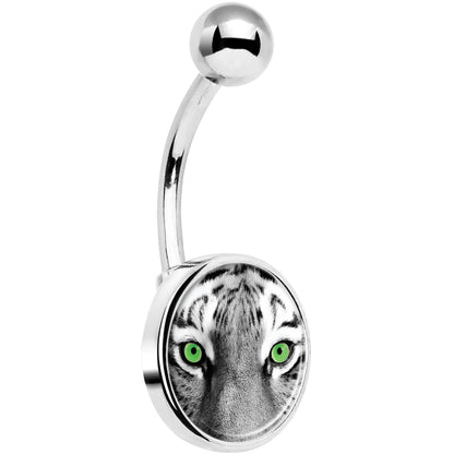 Black White Tiger Eyes Belly Ring