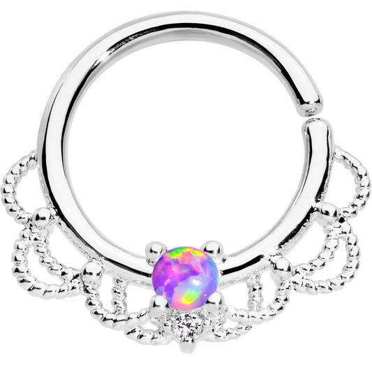 16G 5/16 Purple Faux Opal Platinum Plated Seamless Circular Ring