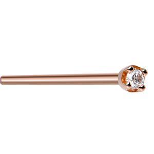14K Rose Gold 1.5mm Genuine Diamond Nose Ring