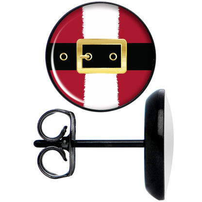 Christmas Santa Suit Black Stud Earrings