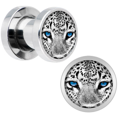 Black White Leopard Eyes Steel Screw Fit Plug Set 2G
