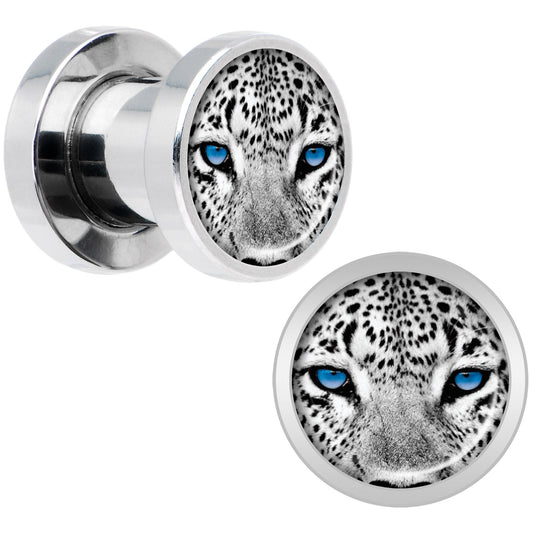 Black White Leopard Eyes Steel Screw Fit Plug Set 2G