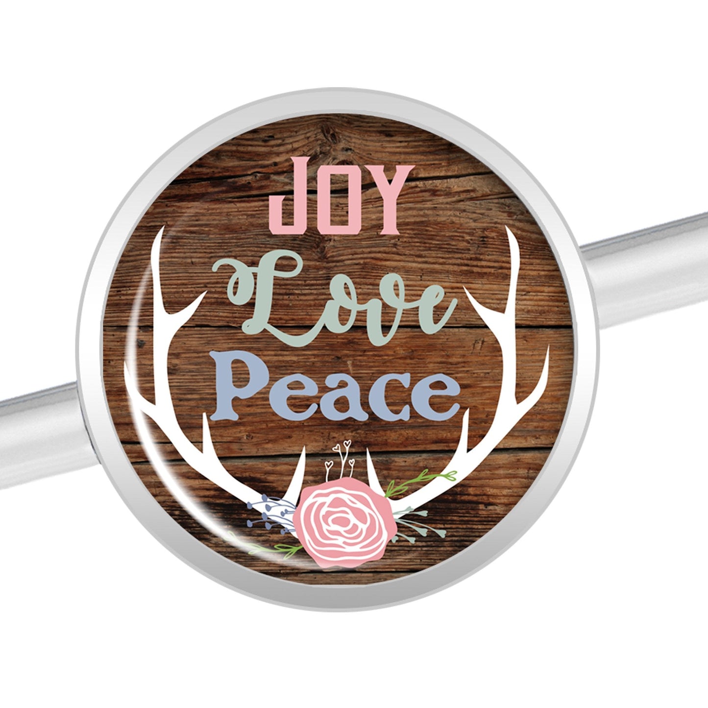14G Joy Love Peace Antlers Industrial Barbell 37mm
