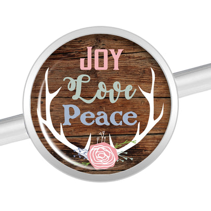 14G Joy Love Peace Antlers Industrial Barbell 37mm