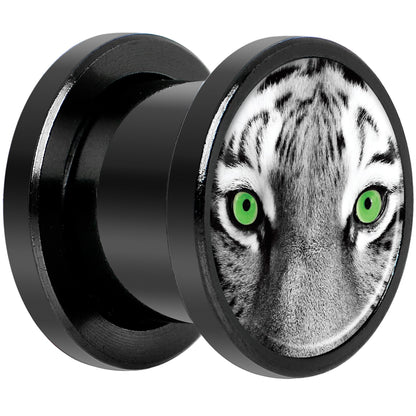 Black White Tiger Eyes Black Anodized Screw Fit Plug Set 00G