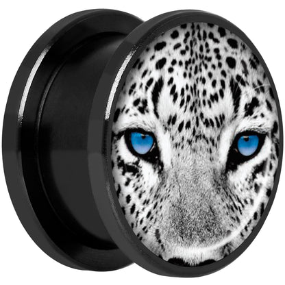 Black White Leopard Eyes Black Anodized Screw Fit Plug Set 5/8