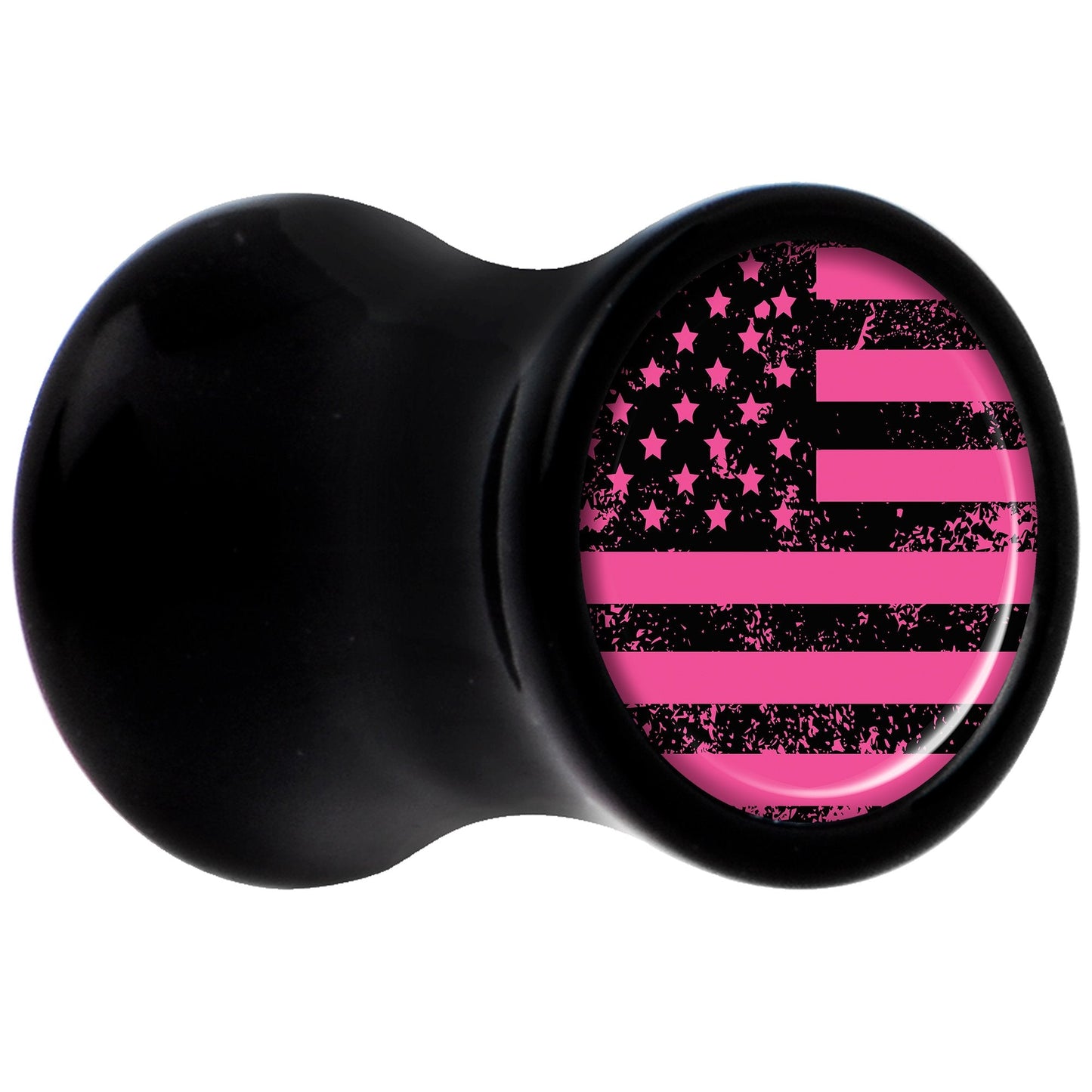 Black Acrylic Pink American Flag Saddle Plug Set 2G