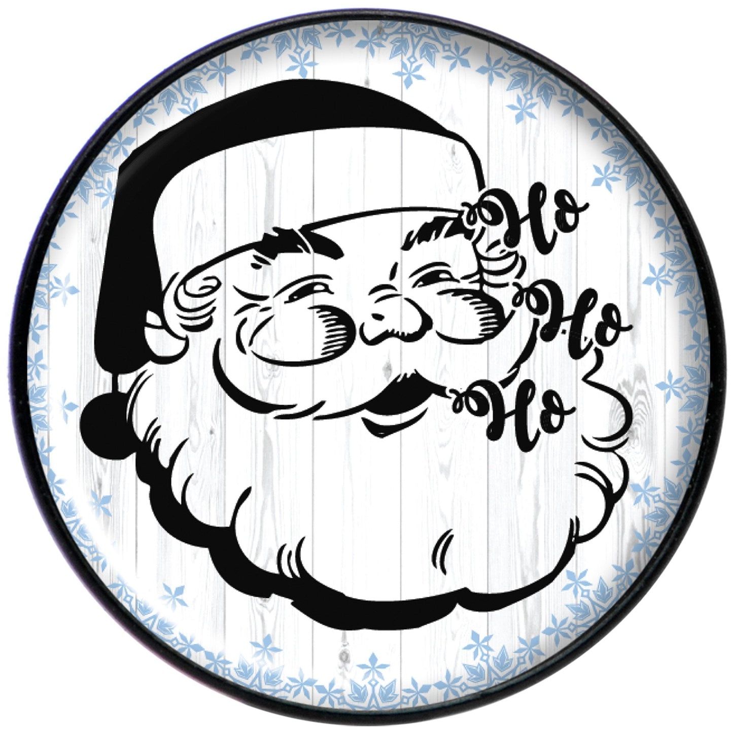 Christmas Retro Santa Ho Ho Ho Black Stud Earrings