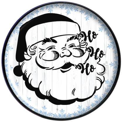 Christmas Retro Santa Ho Ho Ho Black Stud Earrings