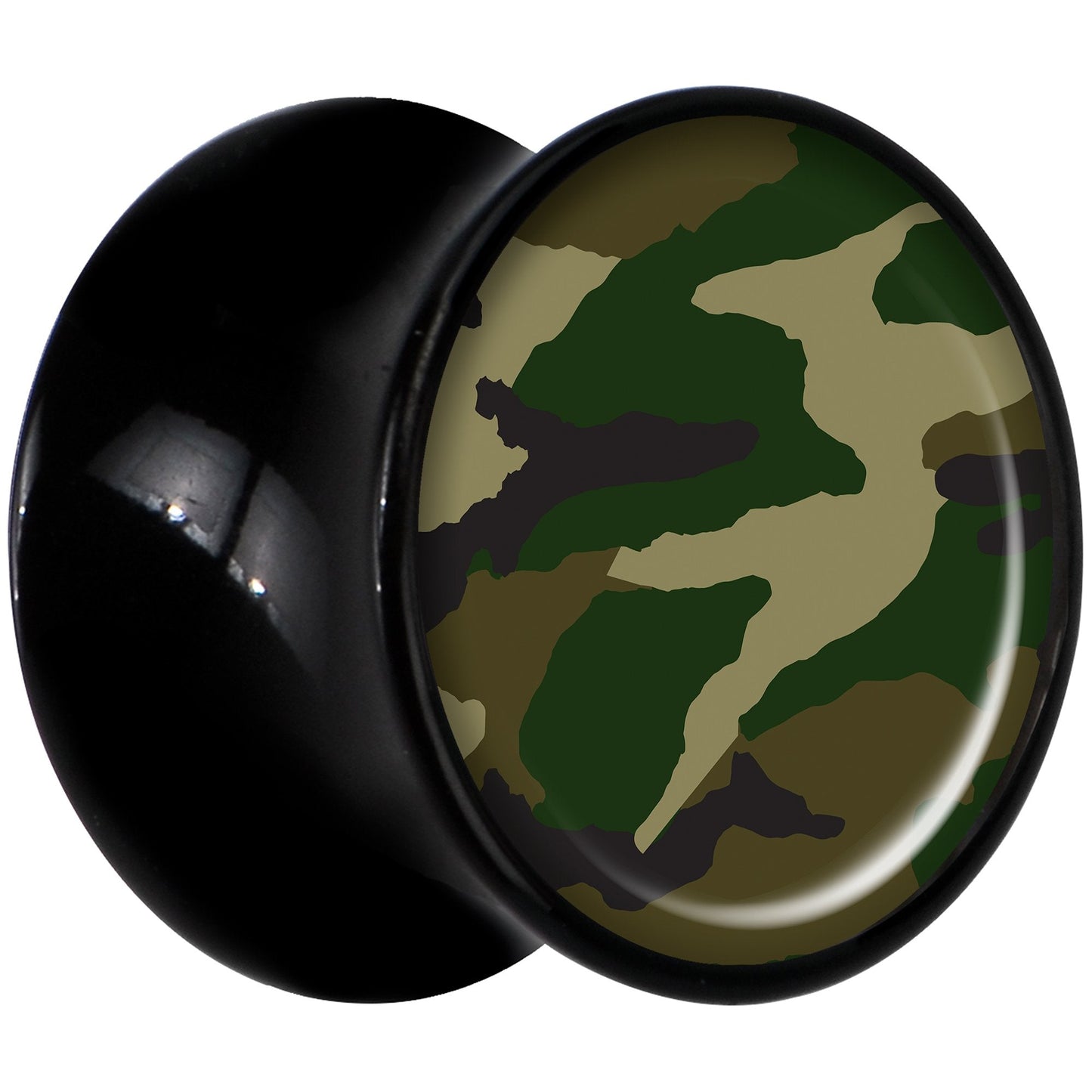 Black Acrylic Woodland Camo Print Saddle Plug Set 1/2