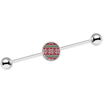 14G Red Green Christmas Sweater Industrial Barbell 37mm