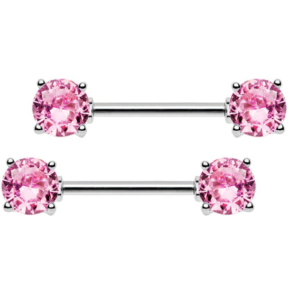 14G 9/16 Multi Color Gem Fun Barbell Nipple Ring Pack Set of 6
