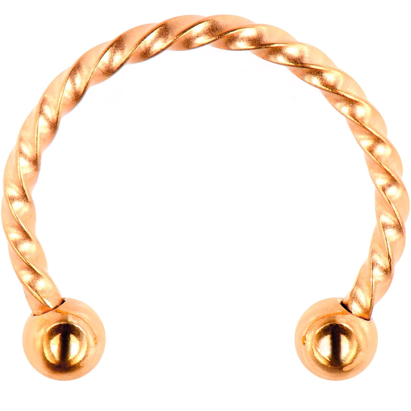 16G 1/2 Rose Gold Tone Twisted Horseshoe Circular Barbell