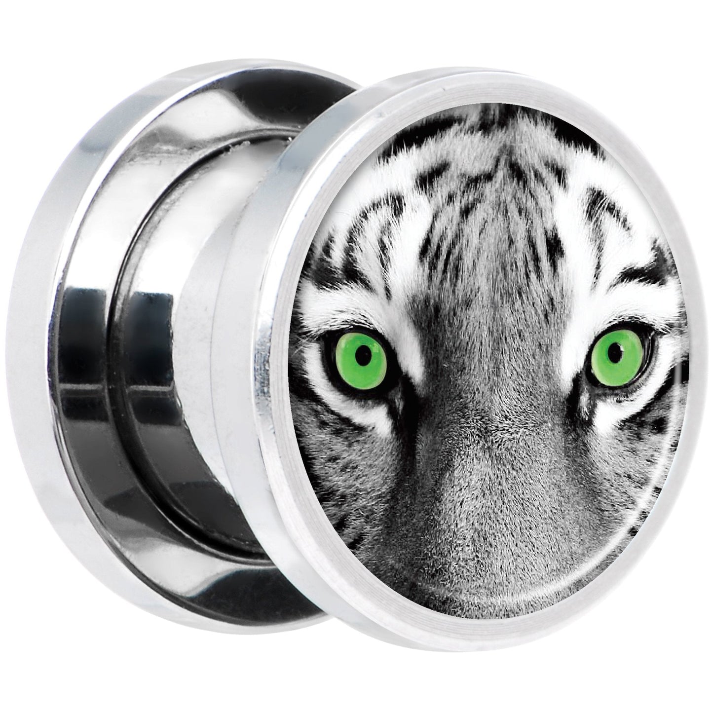Black White Tiger Eyes Steel Screw Fit Plug Set 00G