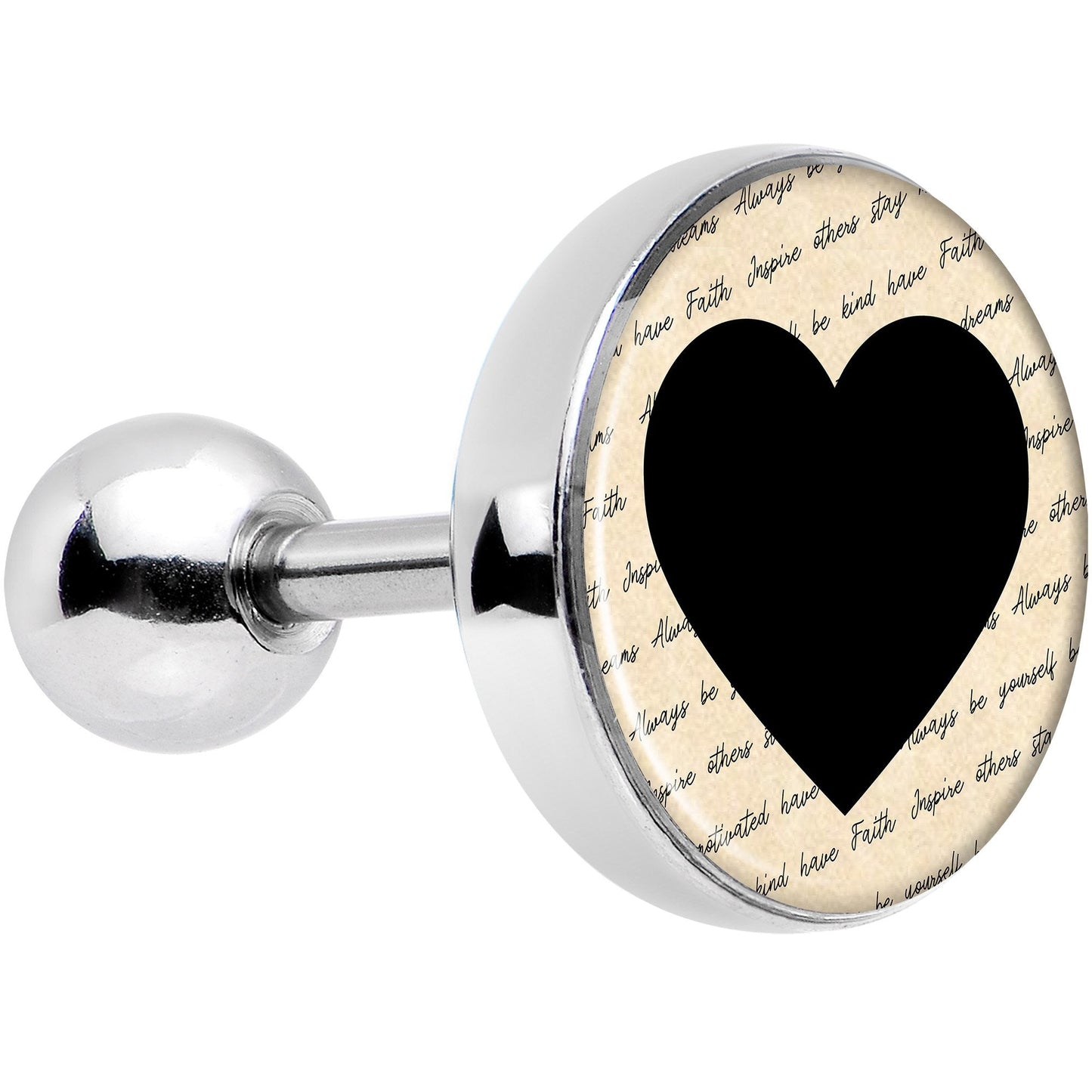 Love Letter Black Heart Tragus Cartilage Earring