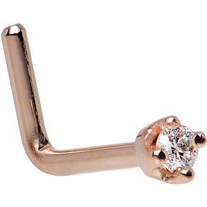 14K Rose Gold 1.5mm Genuine Diamond Nose Ring