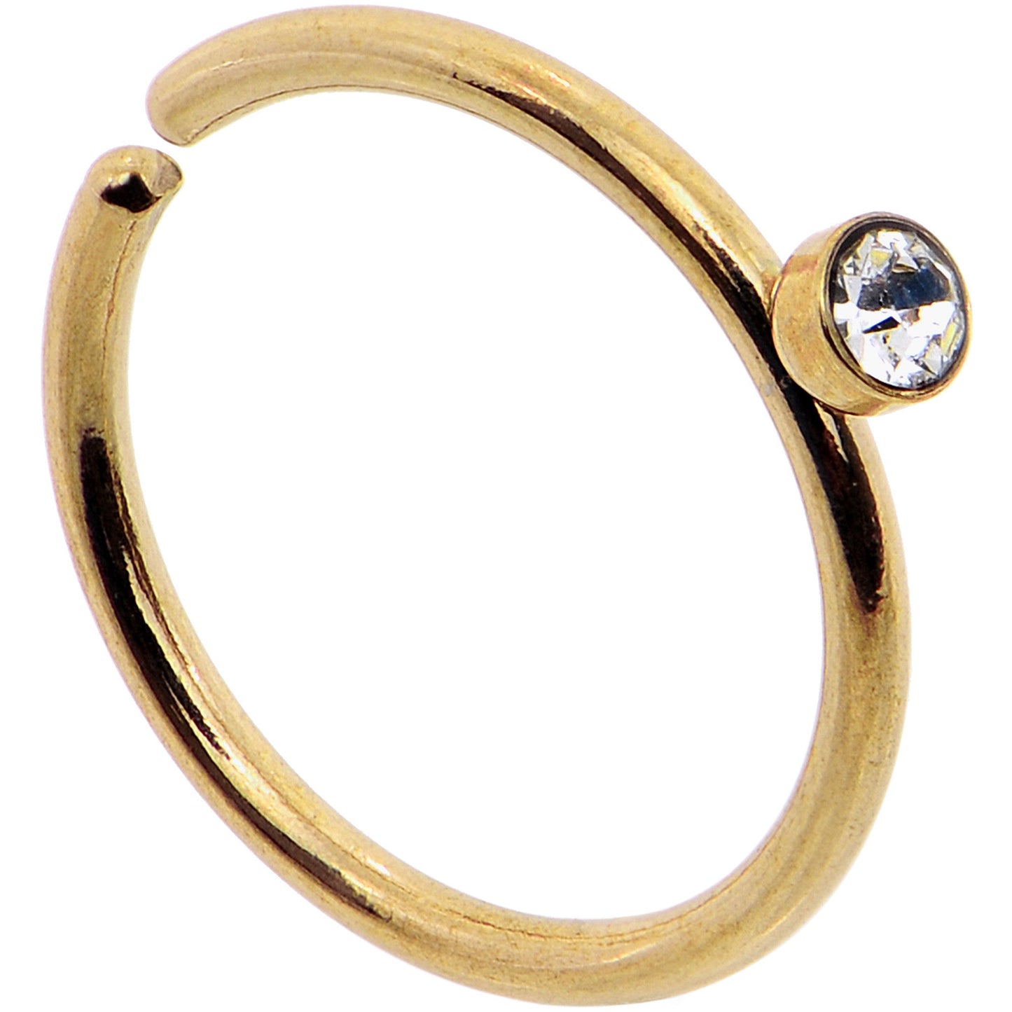 20G 5/16 Clear Gem Gold IP Seamless Circular Ring