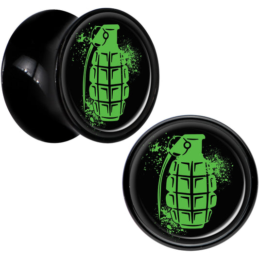 Black Acrylic Green Grenade Saddle Plug Set 1/2