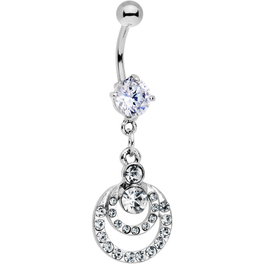 Clear Gem Double Crescent Dangle Belly Ring