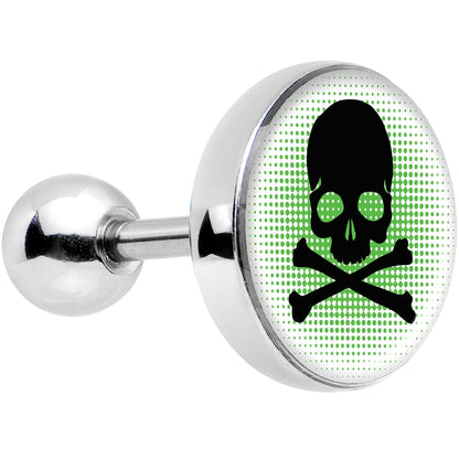 16G 1/4 Green Black Skull Tragus Cartilage Earring