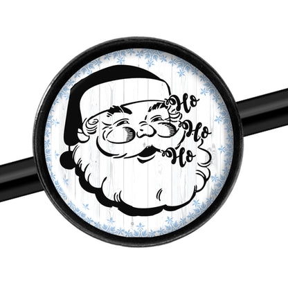 14G Christmas Retro Santa Ho Ho Ho Black Industrial Barbell 37mm