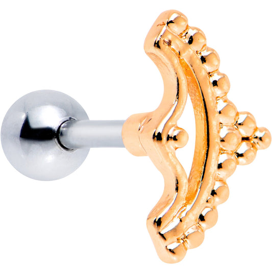 16G 1/4 Rose Gold Tone Crescent Bow Cartilage Tragus Earring