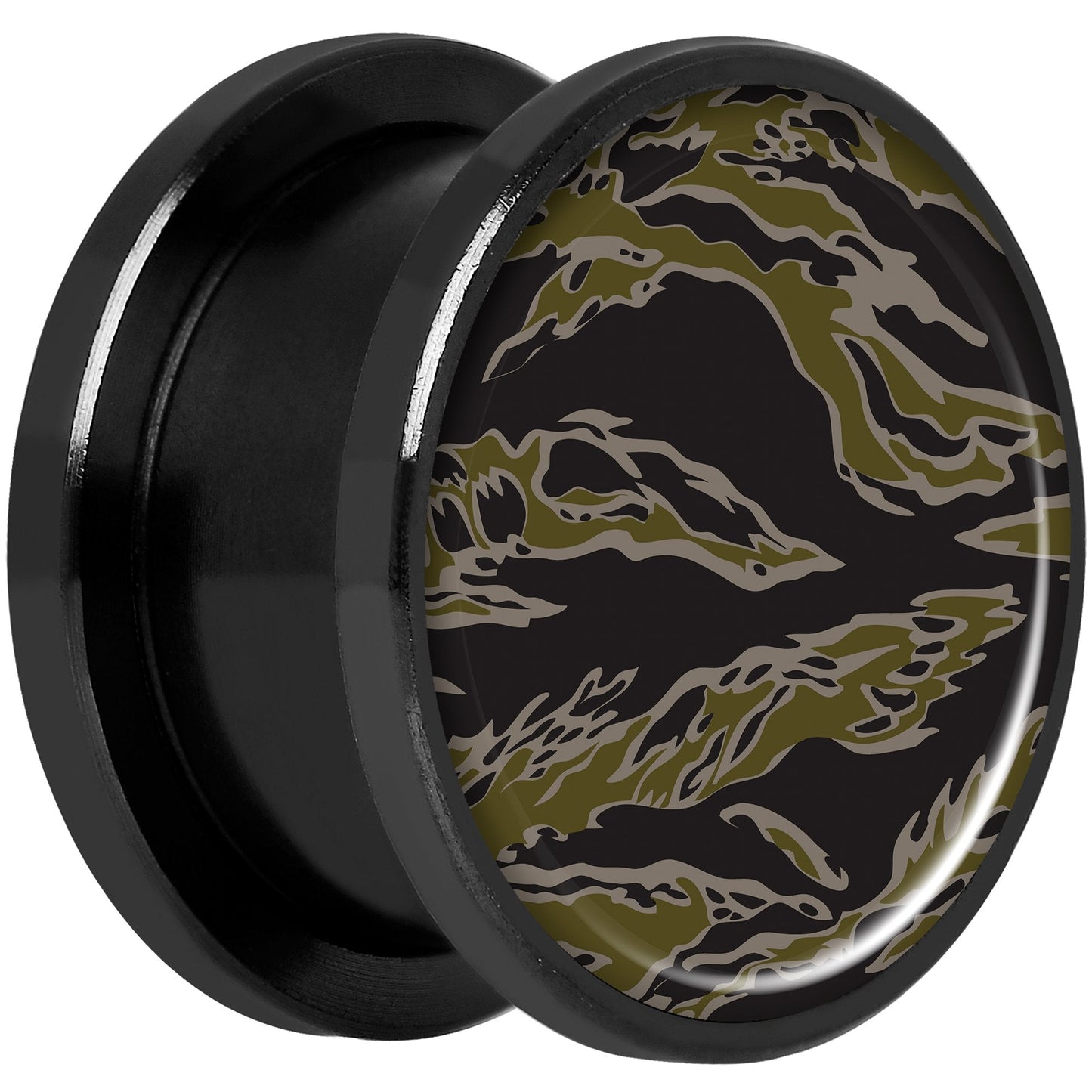 Tiger Camo Print Black Anodized Screw Fit Plug Set 5/8