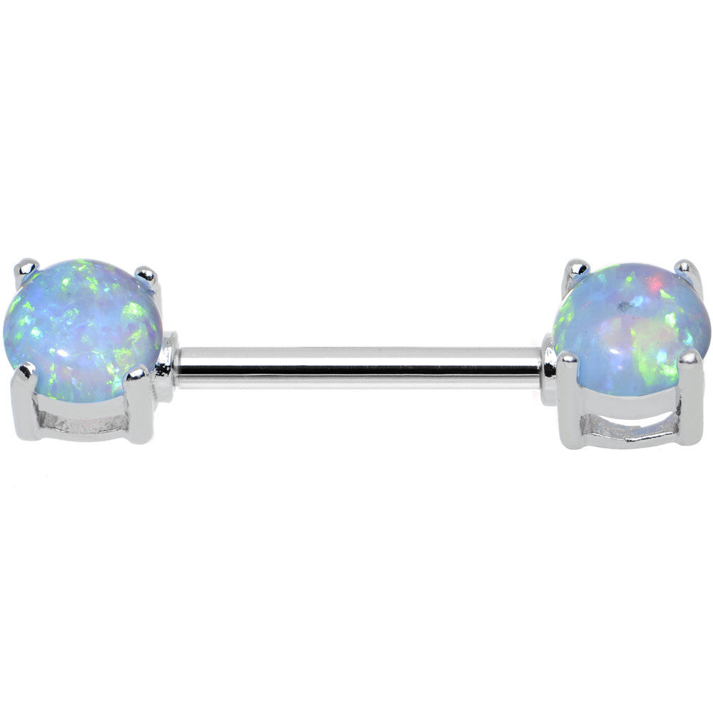 14G 9/16 Blue Synthetic Opal Ends Nipple Barbell Set