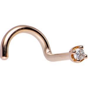 14K Rose Gold 1.5mm Genuine Diamond Nose Ring