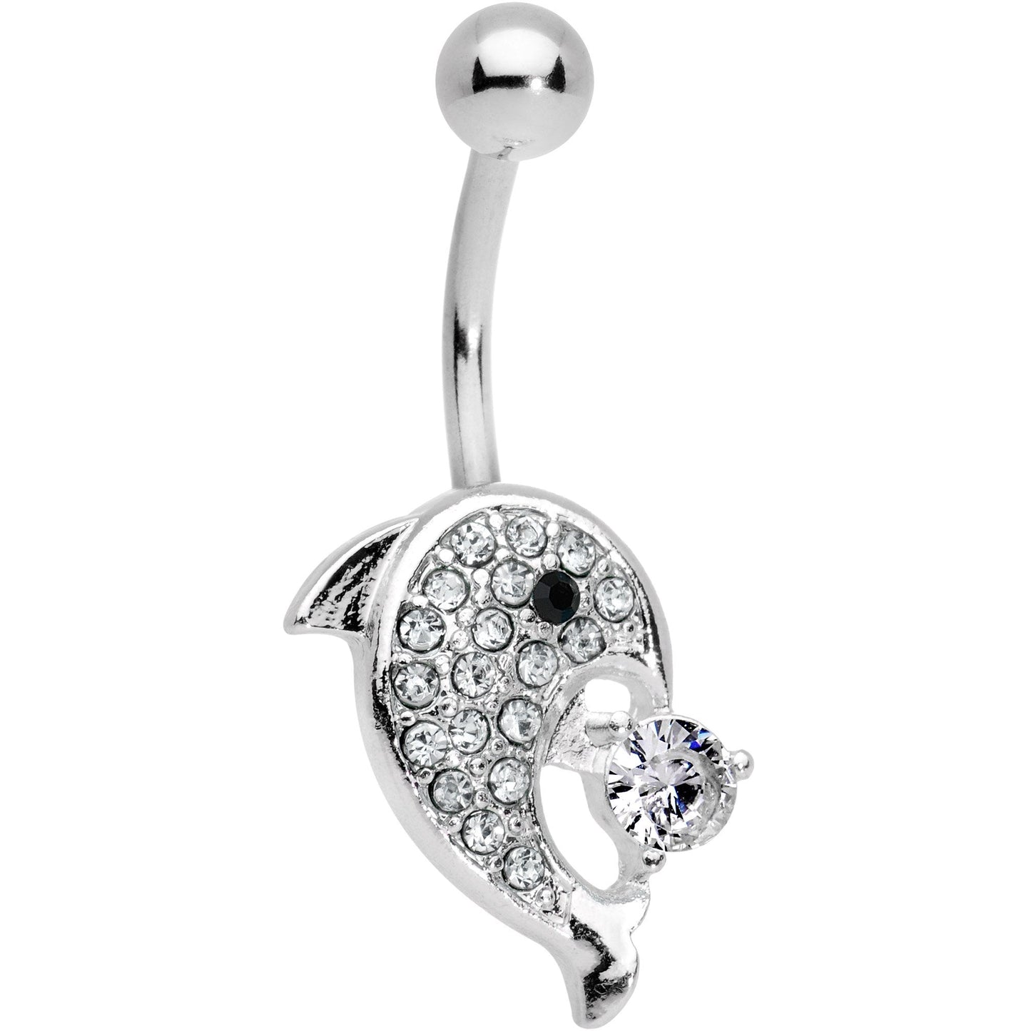 Clear Gem Delightful Dolphin Belly Ring