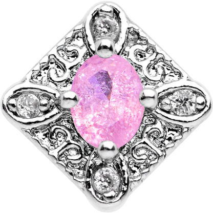 16G 1/4 Clear Pink Gem Rococo Rhombus Tragus Cartilage Earring