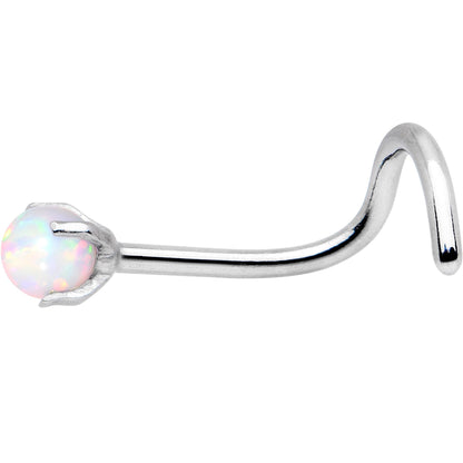 20G White Faux Opal Pronged Left Nose Screw