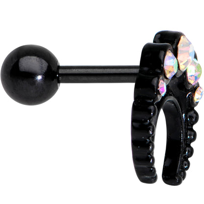 Auora Gem Encrusted Black Crescent Moon Stud Cartilage Earring