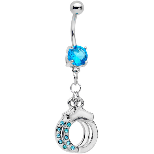 Blue Gem Kinky Cuffs Dangle Belly Ring