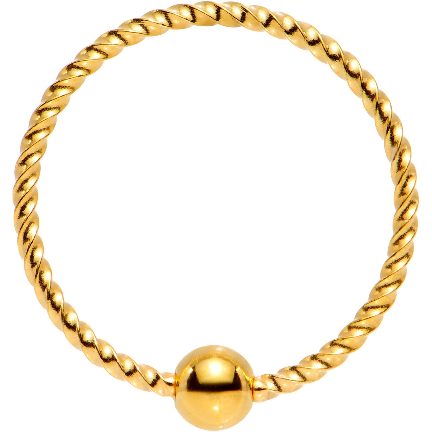 20G 3/8 Gold Tone Anodized So Twisted Captive Style Seamless Ring