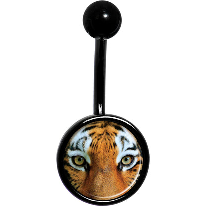 Full Color Tiger Eyes Black Belly Ring