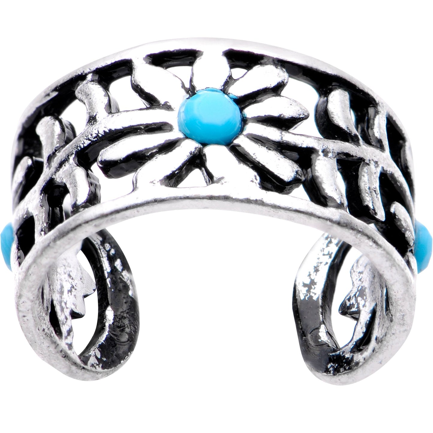 Blue Orb Flower Halo Toe Ring