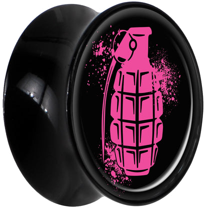 Black Acrylic Pink Grenade Saddle Plug Set 18mm