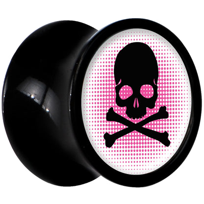 Black Acrylic Pink Black Skull Saddle Plug Set 0G