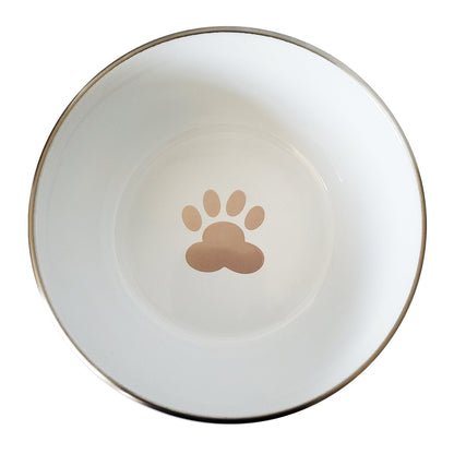 Deep Dog Bowl with Paw Print Design – Stainless Steel Bowl, Ideal for Small, Medium to Large Dogs – Rose Gold