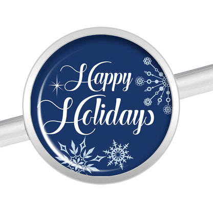 14G Happy Holidays Snowflake Industrial Barbell 37mm