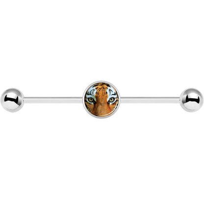 14G Full Color Tiger Eyes Industrial Barbell 37mm