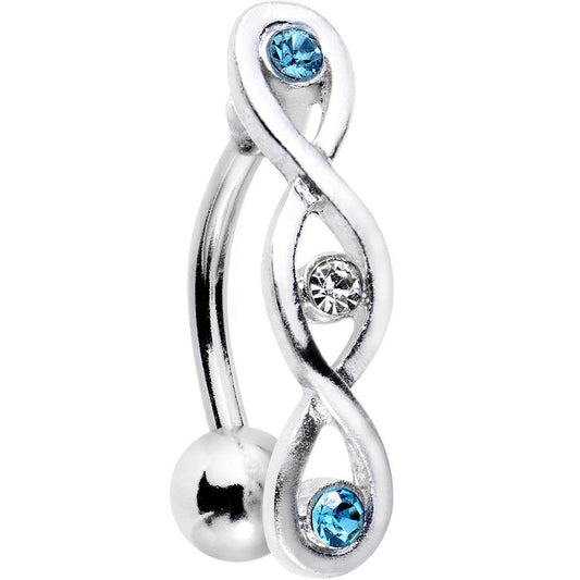 Light Blue and Clear Gem Infinity Loop Twist Top Mount Belly Ring