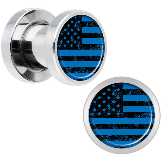 Blue American Flag Steel Screw Fit Plug Set 2G
