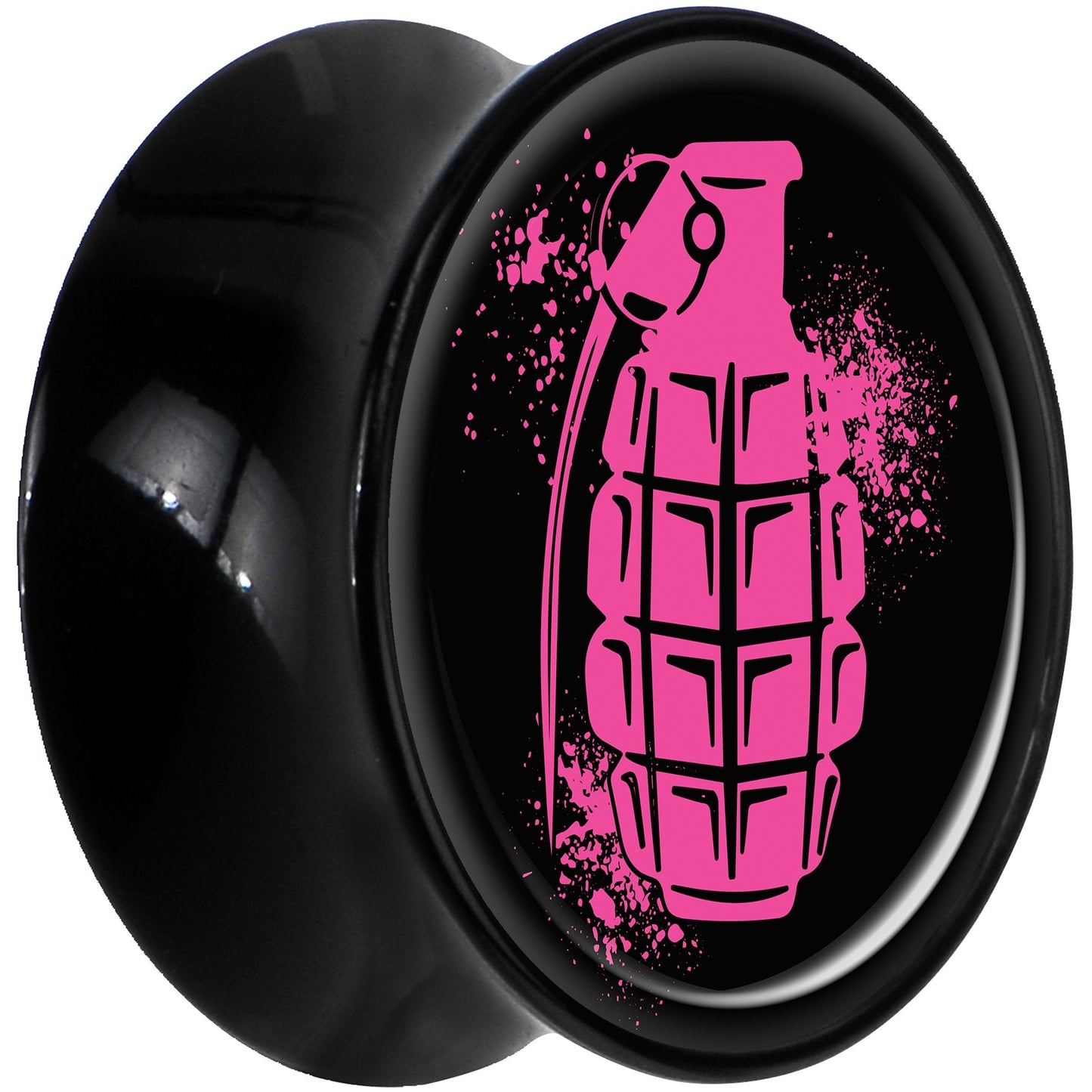 Black Acrylic Pink Grenade Saddle Plug Set 20mm