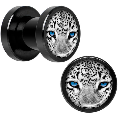 Black White Leopard Eyes Black Anodized Screw Fit Plug Set 2G
