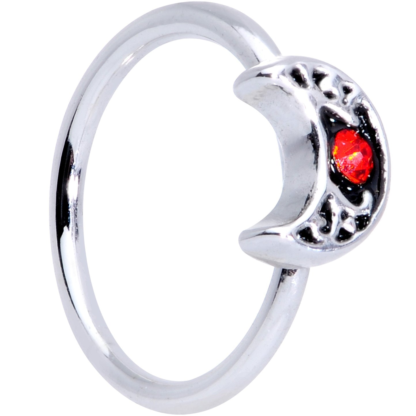 20G 5/16 Red Gem Crescent Moon Seamless Circular Ring
