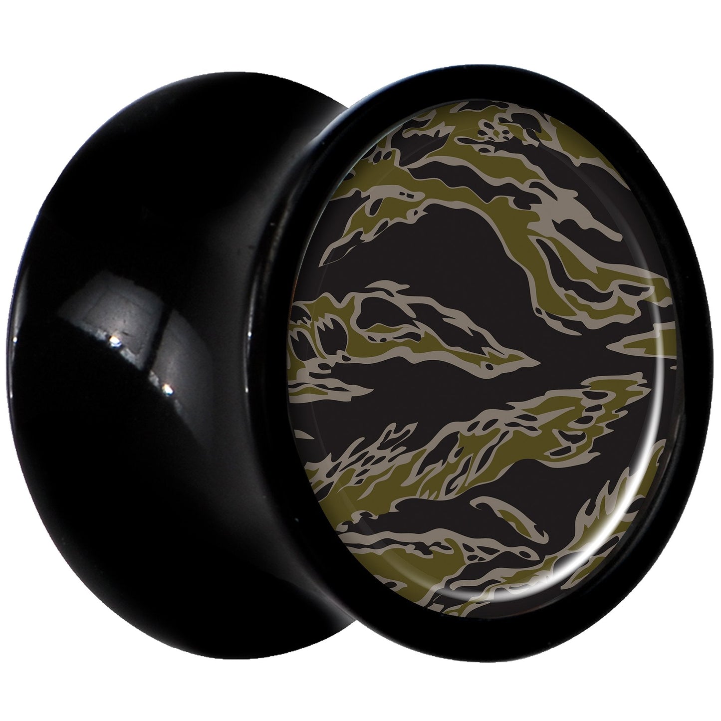 Black Acrylic Tiger Camo Print Saddle Plug Set 0G