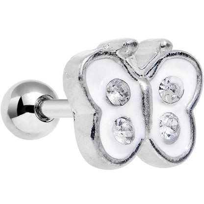 14G 1/4 Clear White Cutiepie Butterfly Tragus Cartilage Earring